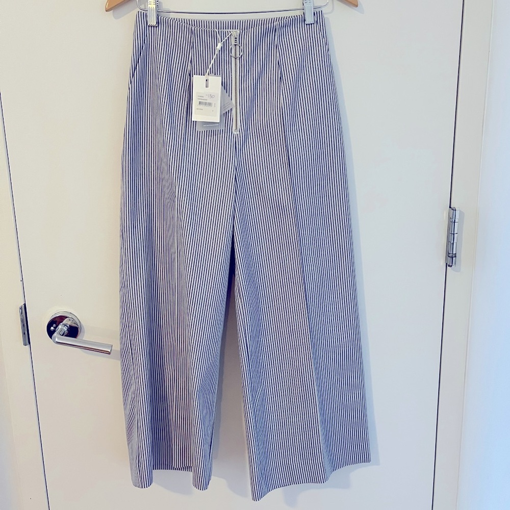 C/MEO Collective White Navy Striped Wide Leg Pant, Size S, Never Worn with Tags